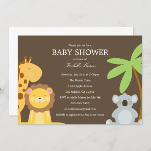 Safari Animals Brown Invitation