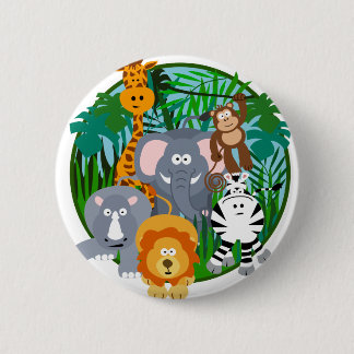 Safari Animals Cartoon Pinback Button