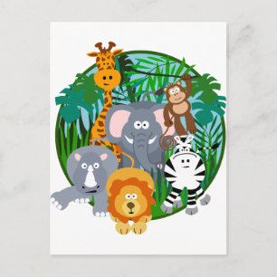 Safari Animals Cartoon Postcard
