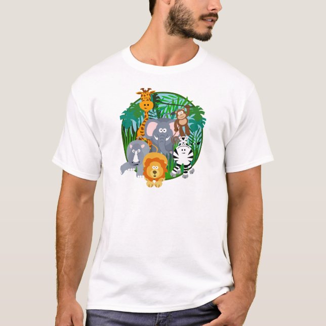 Safari Animals Cartoon T-Shirt (Front)