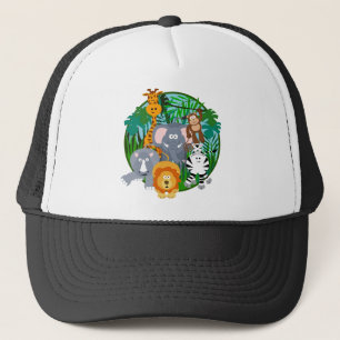 Safari Animals Cartoon Trucker Hat
