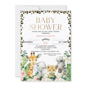 Safari Animals Cheetah Print  Baby Shower Invitation