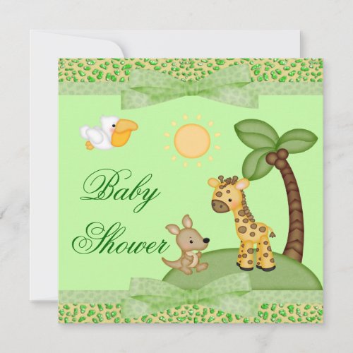 Safari Animals Cheetah Print Baby Shower Announcements