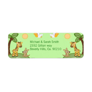 Safari Animals Cheetah Print Baby Shower Label