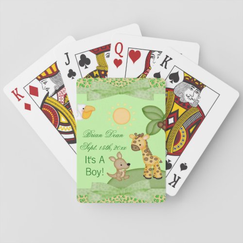 Safari Animals Cheetah Print Baby Shower Poker Cards