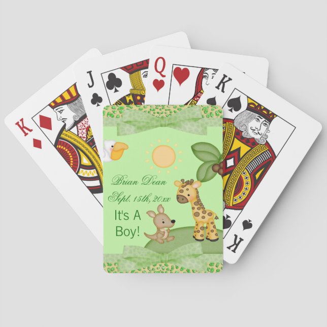 Safari Animals Cheetah Print Baby Shower Poker Cards (Back)
