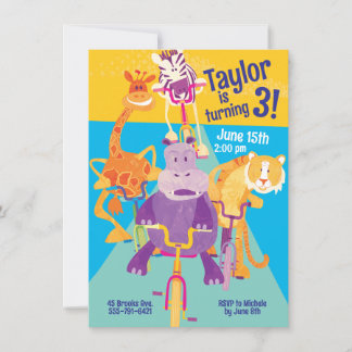 Safari Animals Children's Birthday Invitation