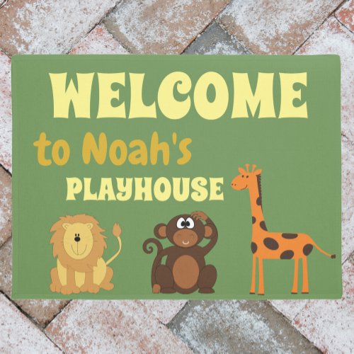 Safari Animals Childrens Playhouse Welcome Doormat