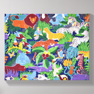 Safari Animals, colorful pattern, Canvas Photo Tile