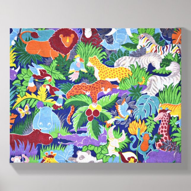 Safari Animals, colorful pattern, Canvas Photo Tile (Front Set)