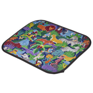 Safari Animals, colorful pattern, Car Floor Mat