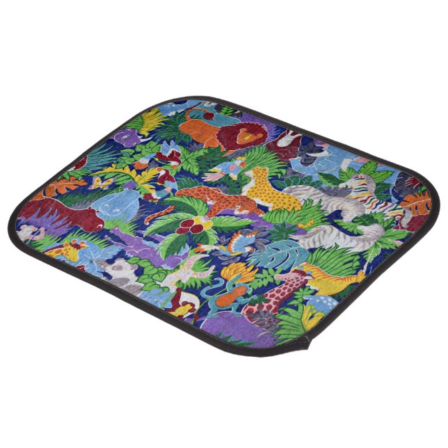 Safari Animals, colorful pattern, Car Floor Mat (Rear Angled)