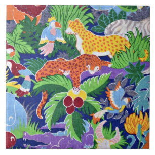 Safari animals colorful pattern ceramic tile