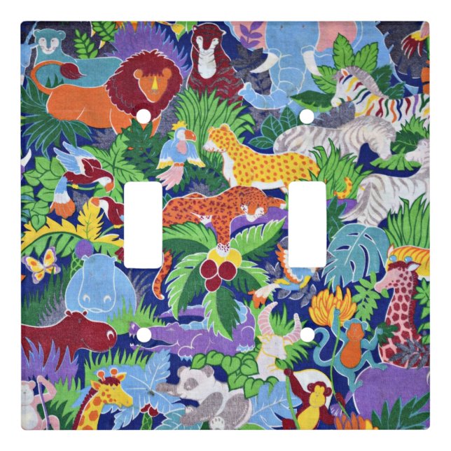 Safari Animals colorful pattern Light Switch Cover (Front)
