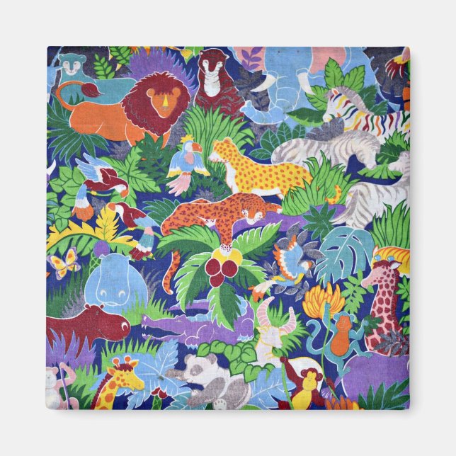 Safari Animals, colorful pattern, Magnet (Front)