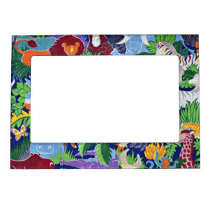 Safari animals colorful pattern magnetic frame