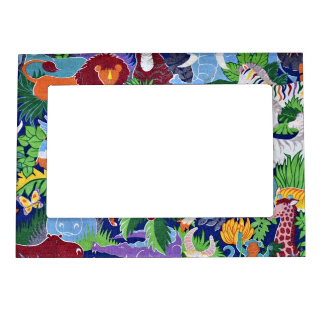 Safari animals colorful pattern magnetic frame (Front)