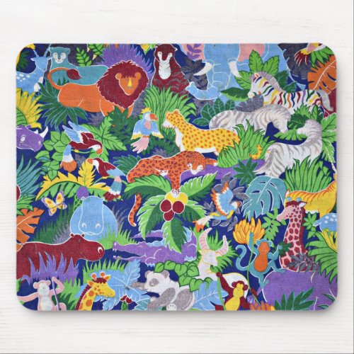 Safari animals colorful pattern mouse pad