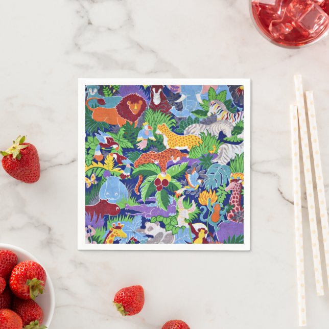 Safari Animals, colorful pattern, Napkins (Insitu)