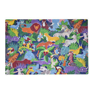 Safari Animals, colorful pattern, Placemat