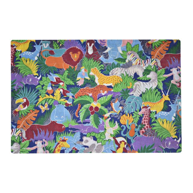 Safari animals colorful pattern placemat (Front)