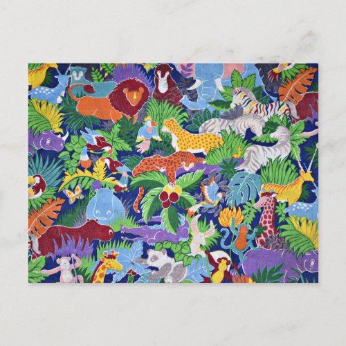 Safari animals colorful pattern postcard