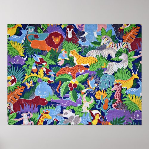 Safari animals colorful pattern poster