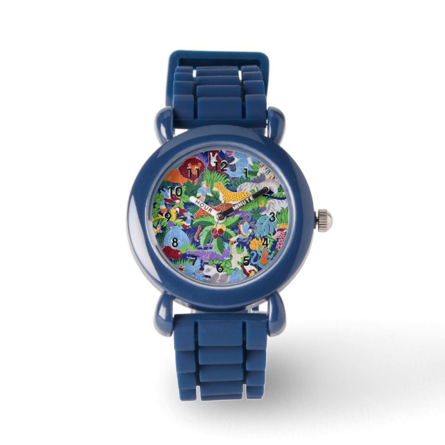 Safari Animals, colorful pattern, Watch (Front)