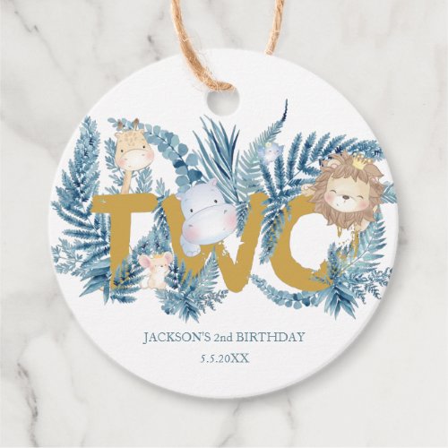 Safari Animals Cute Favors 2nd Birthday Favor Tags