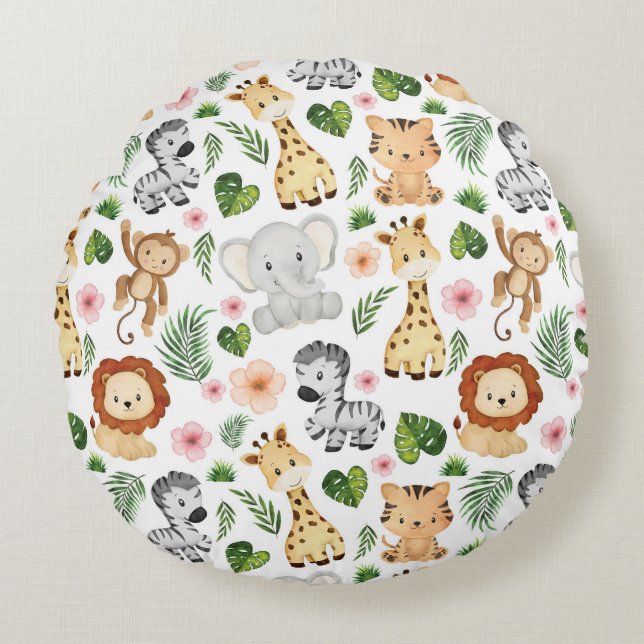 Safari Animals - Cute safari baby animals Round Pillow (Front)