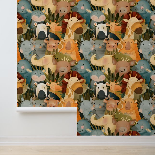 Safari animals cute whimsical colorful wallpaper  (Application)