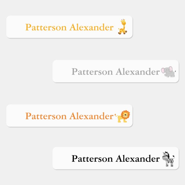 Safari Animals Daycare Clothing Labels (Group)