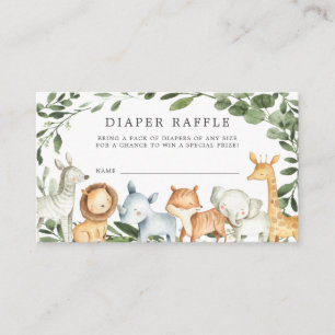 Safari Animals Diaper Raffle Baby Shower Card