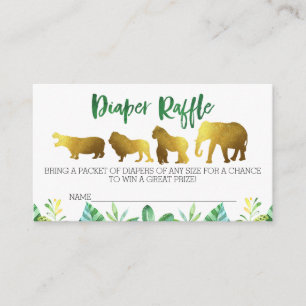 Safari animals diaper raffle ticket insert