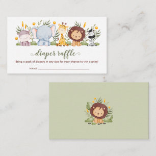 Safari Animals Diaper Raffle Tickets Jungle Boys Enclosure Card