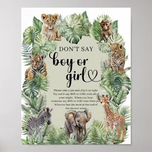 Safari Animals Dont Say BOY or GIRL game Poster