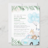 Safari Animals Drive By Baby Boy Shower Invitation (Front)