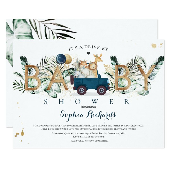 gold safari baby shower invitations