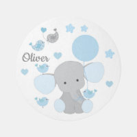 Safari Animals Elephant Bird Blue Baby Boy Nursery