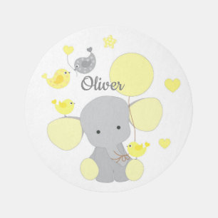 Safari Animals Elephant Yellow Baby Boy Nursery Rug