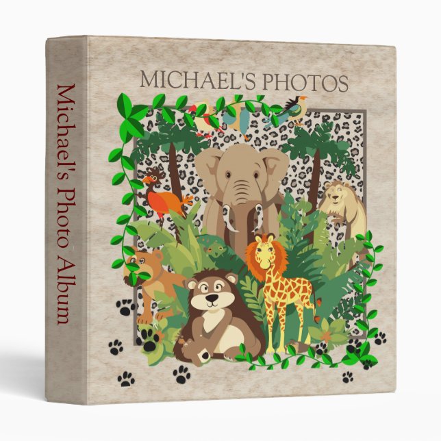 Safari Animals Emerging From Jungle Photo 3 Ring Binder (Front/Spine)