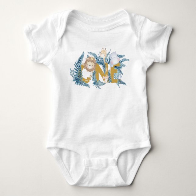 Safari Animals Exotic ONE Baby Bodysuit (Front)