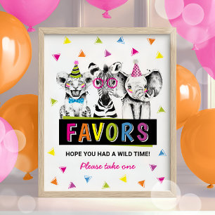 Safari Animals Favor Sign Birthday Party