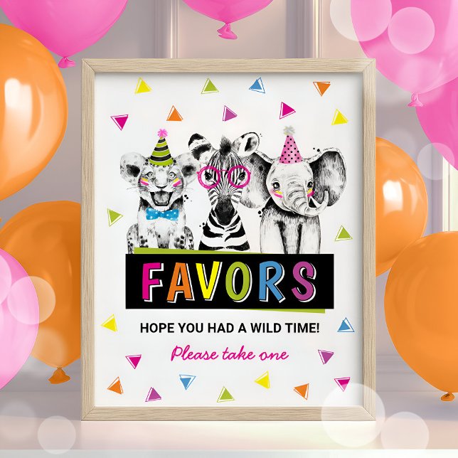 Safari Animals Favor Sign Birthday Party (Creator Uploaded)