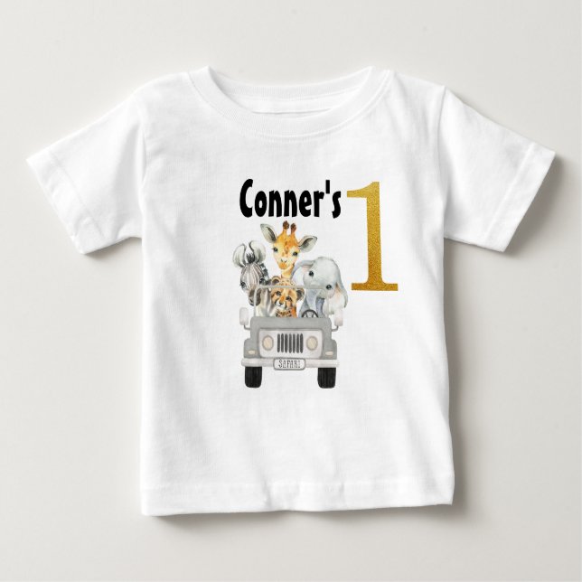 Safari Animals First Birthday T-Shirt (Front)
