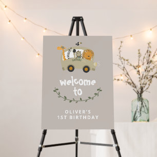 Safari Animals First Birthday Welcome Sign