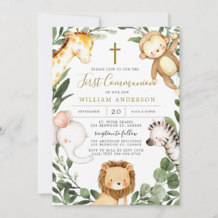 Safari Animals First Communion Invitation