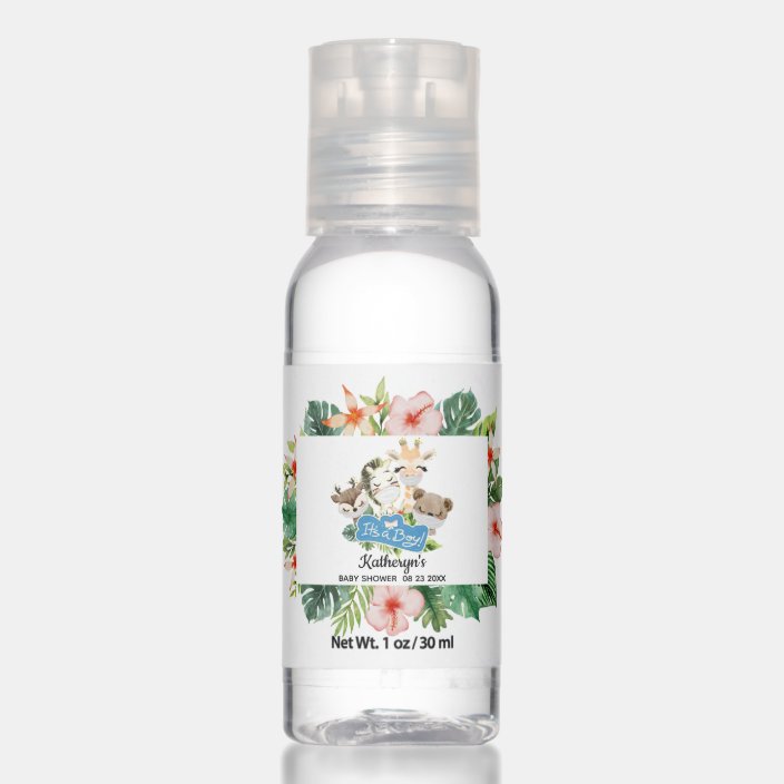 Safari Animals Floral Boy Baby Shower Hand Saniti Hand Sanitizer
