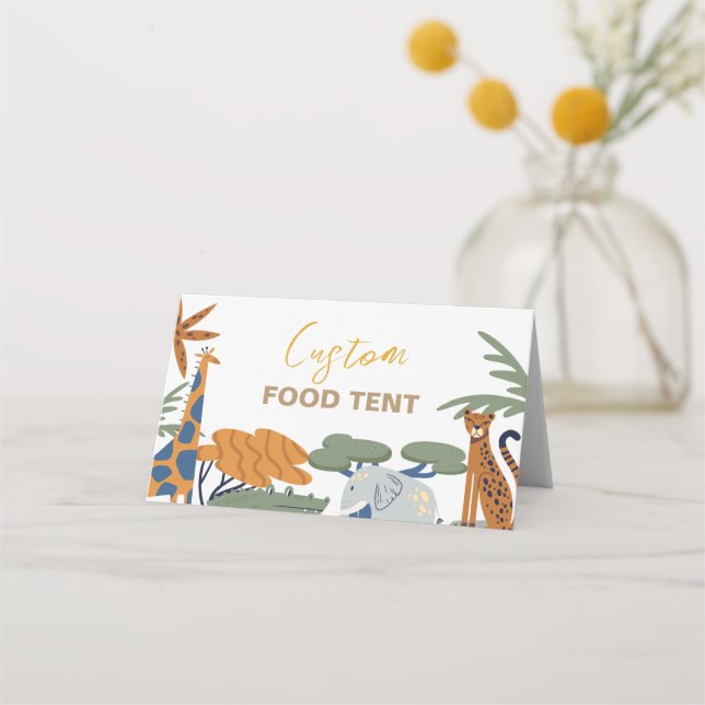 Safari Animals Food Labels Place Card (Front)