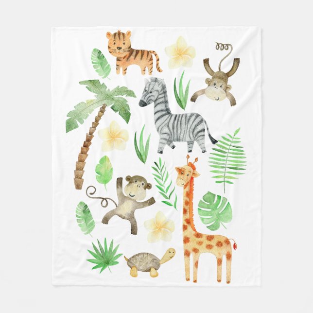 Safari animals for kids.  fleece blanket (Front)